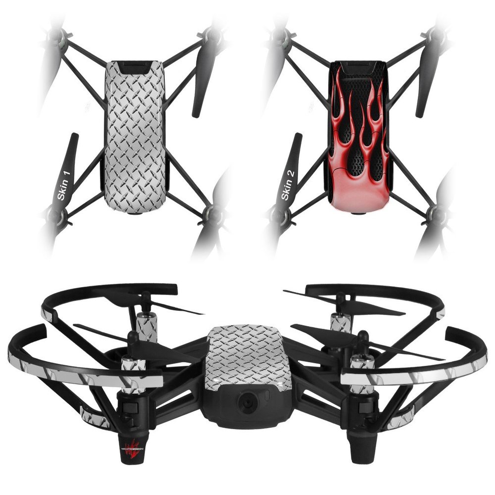 Skin Decal Wrap 2 Pack Compatible with DJI Ryze Tello Diamond Plate Metal Drone NOT Included