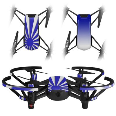 Skin Decal Wrap 2 Pack Compatible with DJI Ryze Tello Rising Sun Japanese Flag Blue Drone NOT Included