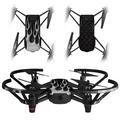 Skin Decal Wrap 2 Pack Compatible with DJI Ryze Tello Metal Flames Chrome Drone NOT Included