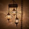 DEMMEX 3 Large Globe Plug-in Turkish Moroccan Mosaic Chandelier, Hanging Lamp, Ceiling Light Fixture with 15ft Cord & Chain for Living Room, Bedroom - Handmade, Customizable, 3.5 ft Drop view 2