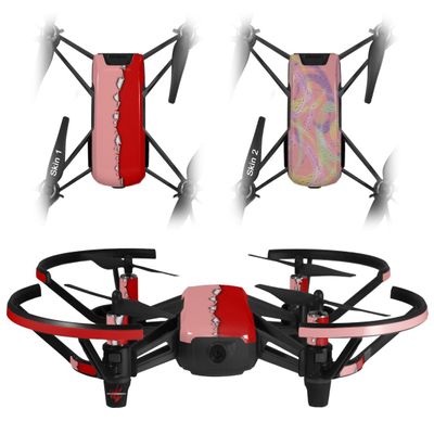 Skin Decal Wrap 2 Pack Compatible with DJI Ryze Tello Ripped Colors Pink Red Drone NOT Included