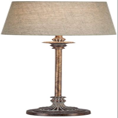 Regency Hill Bentley Traditional French Country Buffet Table Lamp 31.5" Tall Skinny Rustic Weathered Distressed Brown Linen Fabric Tapered Drum Shade Decor for Living Room House Entryway