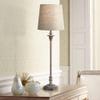 Regency Hill Bentley Traditional French Country Buffet Table Lamp 31.5" Tall Skinny Rustic Weathered Distressed Brown Linen Fabric Tapered Drum Shade Decor for Living Room House Entryway view 2