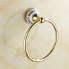 Liaozy888 Luxurious Golden Stainless Steel + Porcelain Shape Towel Rings for Bathroom Bath Towel Hangers Chrome Brushed Nickel Set Accessories Black for DIY view 1
