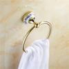 Liaozy888 Luxurious Golden Stainless Steel + Porcelain Shape Towel Rings for Bathroom Bath Towel Hangers Chrome Brushed Nickel Set Accessories Black for DIY view 3