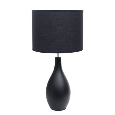 Simple Designs LT2002-BLK Oval Bowling Pin Base Ceramic Table Lamp, Black