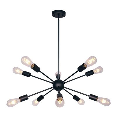 BONLICHT Sputnik Chandelier 10 Light Black Modern Pendant Lighting Industrial Vintage Ceiling Light Fixture UL Listed by BONLICHT