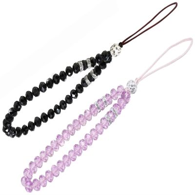 zdyCGTime Cell Phone Lanyard Strap Bling Crystal Beads Hand Wrist Lanyard Strap String for Cell Phone Camera Purse MP3 MP4 iPod PSP Keychain (2 Packs)(17cmBlack&Purple)