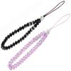 zdyCGTime Cell Phone Lanyard Strap Bling Crystal Beads Hand Wrist Lanyard Strap String for Cell Phone Camera Purse MP3 MP4 iPod PSP Keychain (2 Packs)(17cmBlack&Purple) view 1