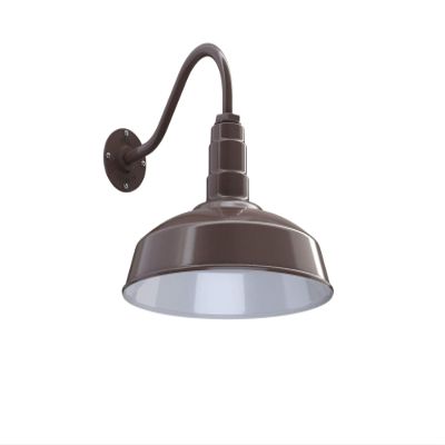 Steel Lighting Co. Gardena Barn Light | Outdoor Wall Mounted | 16" Dome | 16" Gooseneck | Farmhouse Light Made in America | Dark Bronze Exterior/White Interior