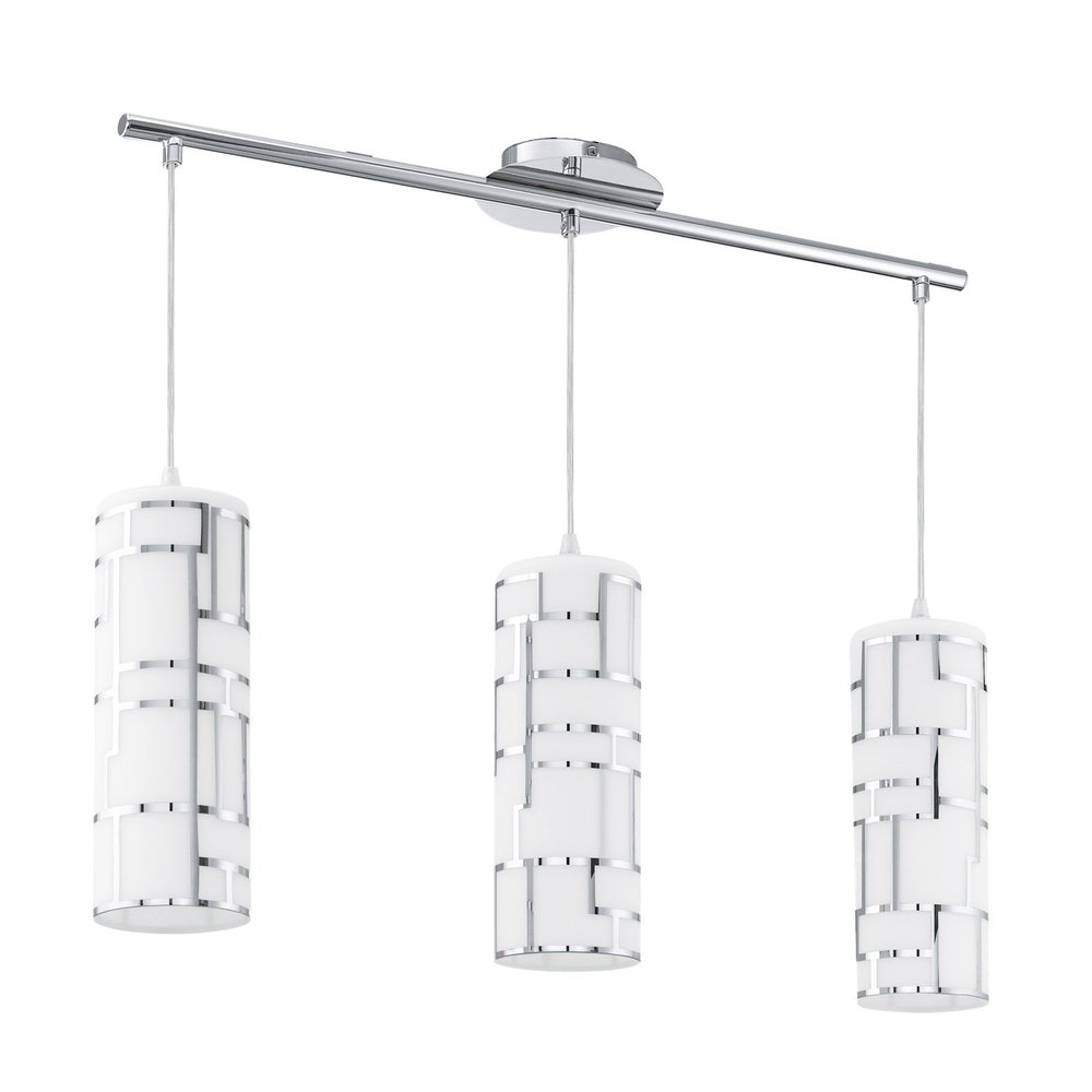 EGLO Bayman 3-Light Pendant Light Adjustable Dimmable LED Ceiling Light Fixture for Kitchen Island, Hallway, and Dining Room, White/Silver