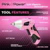 Pink Power Cordless Screwdriver Set 3.6V Electric Rechargeable Gun Kit LED view 2