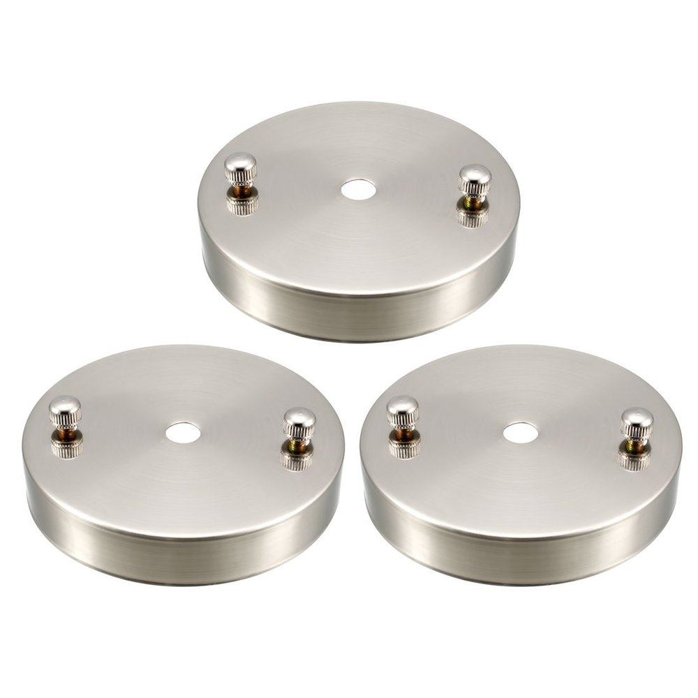 uxcell Retro Ceiling Light Plate Pointed Round Base Chassis Disc Pendant Accessories 97mmx20mm Silver Tone w Screw 3pcs