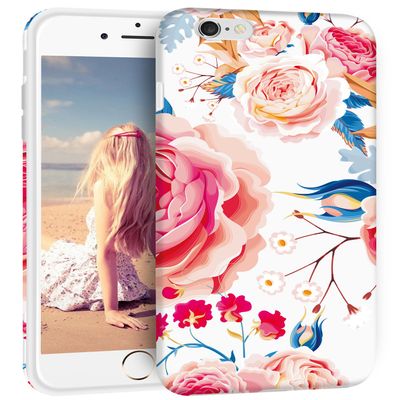 Imikoko iPhone 6s Case Cute iPhone 6 case Glossy Glitter Bling Floral Cover Flexible Soft TPU Slim Shockproof Protective Case for iPhone 6s/6 (flower 4)