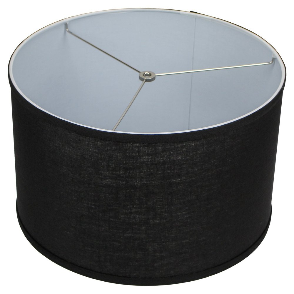 FenchelShades.com 16" Top Diameter x 16" Bottom Diameter 10" Height Lampshade USA Made (Designer Black)
