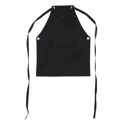 Fdit Black Waxed Heavy Duty Workshop Apron with Multi-Function Pockets, Cross-Back Straps, 25.59x33.07 Inch