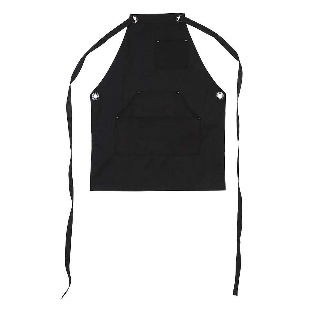 Fdit Black Waxed Heavy Duty Workshop Apron with Multi-Function Pockets, Cross-Back Straps, 25.59x33.07 Inch