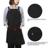 Fdit Black Waxed Heavy Duty Workshop Apron with Multi-Function Pockets, Cross-Back Straps, 25.59x33.07 Inch view 3