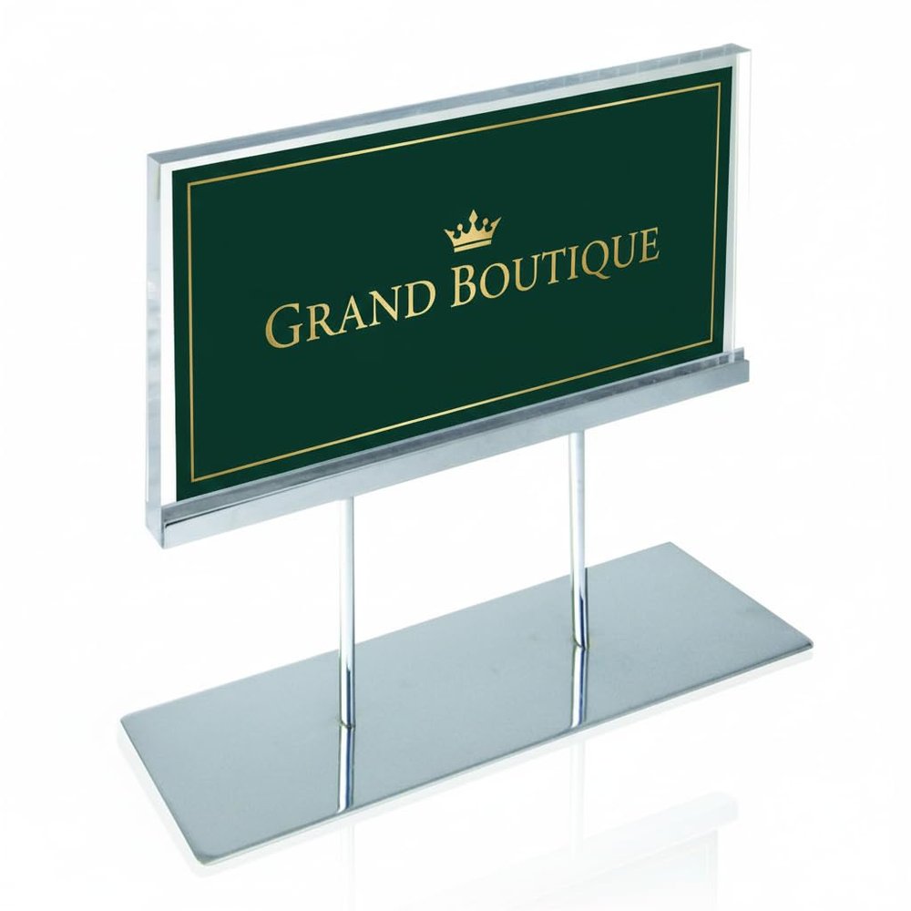 Azar Displays 104566 Elite Series Medium Acrylic Block Sign Holder, 17"" x 11" Graphic Size Pack of 1