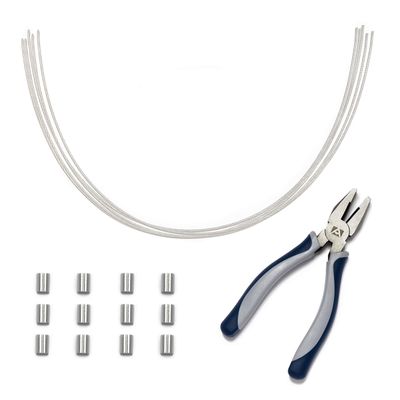 TetherTies Cable Organization, DIY Tether Kit - Customizable Cable Tethers for Computers, Adapters & Dongles - Easy Self Installation Tether Cables with Free Crimping Tool (Silver 5 Pk, 12 inch)