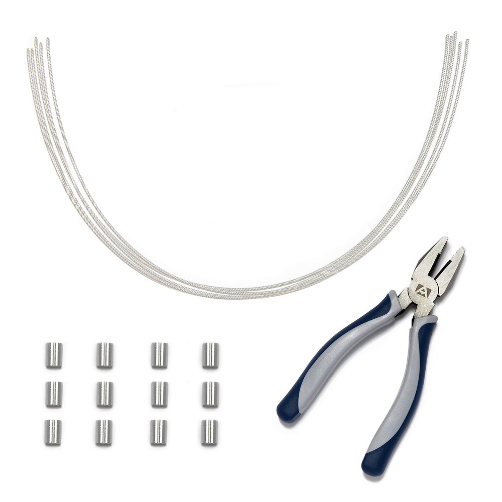 TetherTies Cable Organization, DIY Tether Kit - Customizable Cable Tethers for Computers, Adapters & Dongles - Easy Self Installation Tether Cables with Free Crimping Tool (Silver 5 Pk, 12 inch)