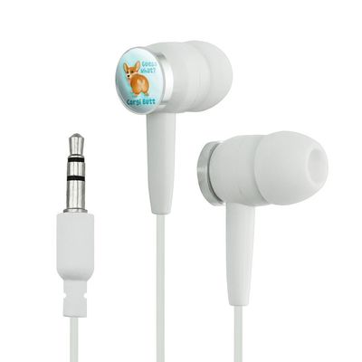 Guess What? Corgi Butt Funny Joke Novelty in-Ear Earbud Headphones - White