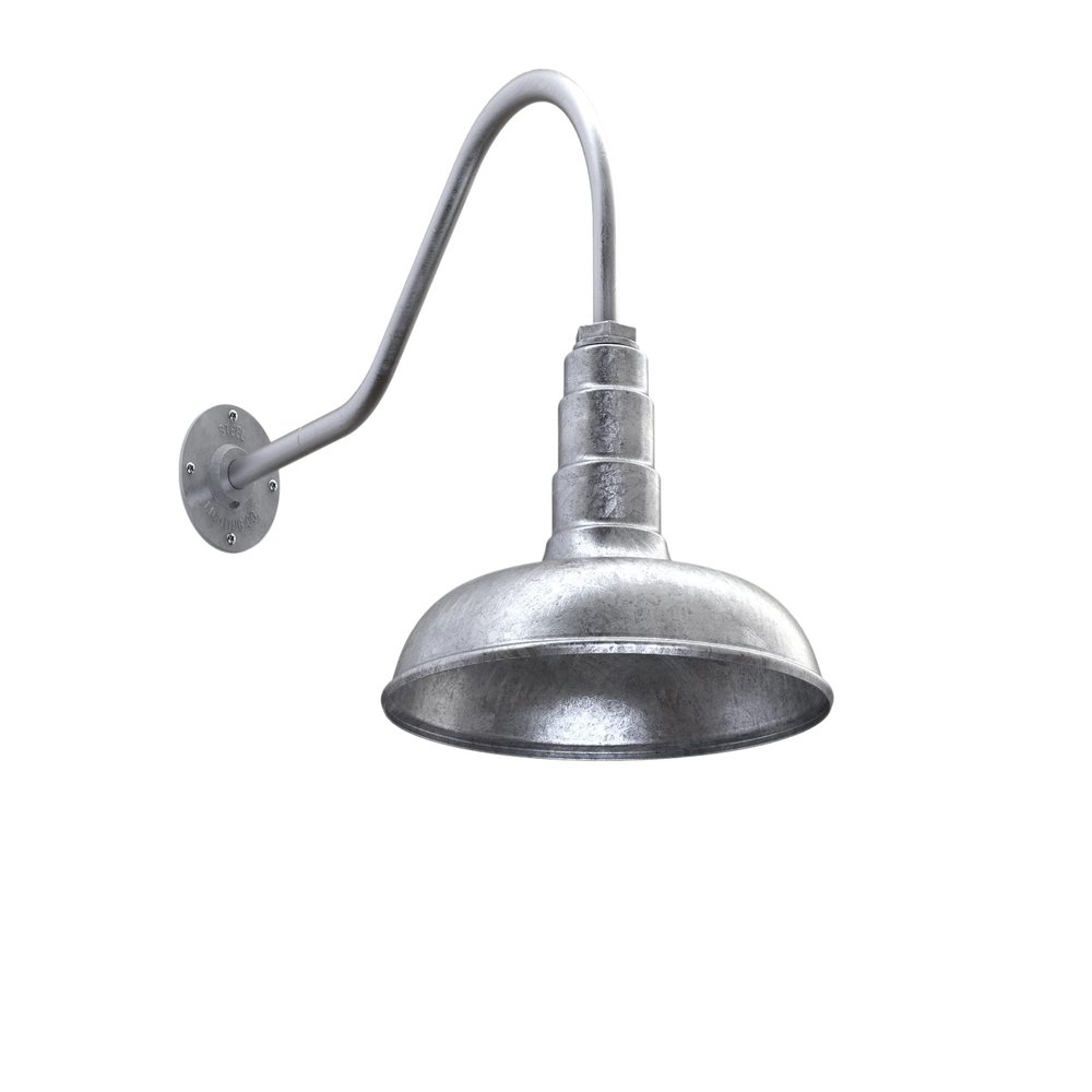Vintage Barn Light 14 Inch Gooseneck Outdoor Gas Station | Galvanized