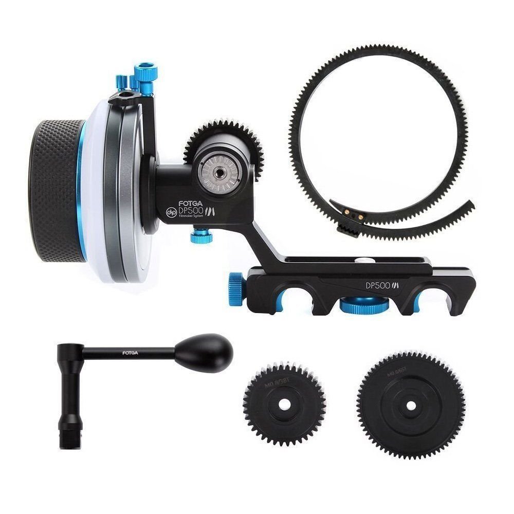 FocusFoto FOTGA DP500 Mark III Quick Release Clamp A/B Hard Stops Dampen Follow Focus + Gears + Speed Crank Handle Kit for 15mm Rail Rod DSLR Rig System 5D2 5DIII 5D IV A7 A7S A7R II A9 GH4 GH5 BMPCC
