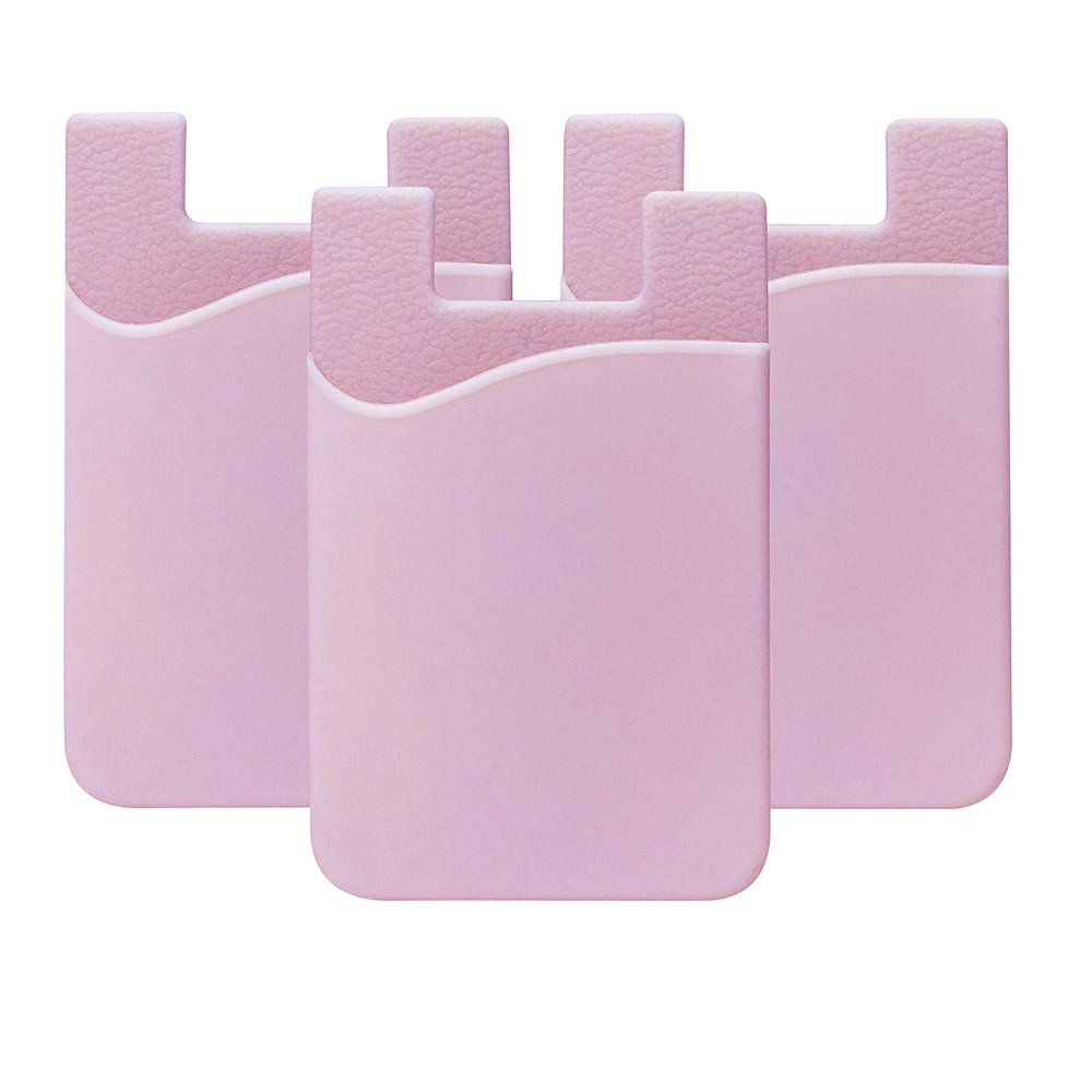 YWXTW Cell Phone Wallet, Silicone 3M Adhesive Stick-on Wallet for Card Pink
