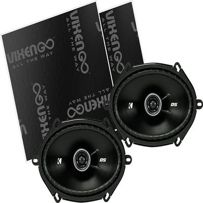 KICKER 6"x8" DS 2-Way Speakers with Vixen Go Sound Deadener for Cars 80 mil, Butyl Rubber Deadening Material (2 Sheets, 1.3 sq ft Total)