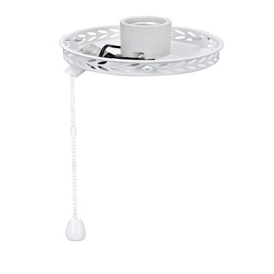 Aspen Creative 22001-21, One-Light Ceiling Fan Fitter Light Kit with Pull Chain, Painted White