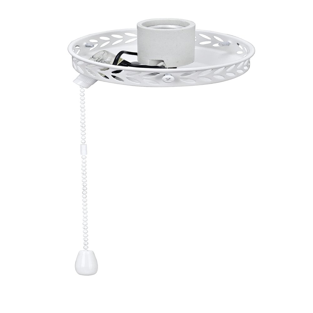 Aspen Creative 22001-21, One-Light Ceiling Fan Fitter Light Kit with Pull Chain, Painted White