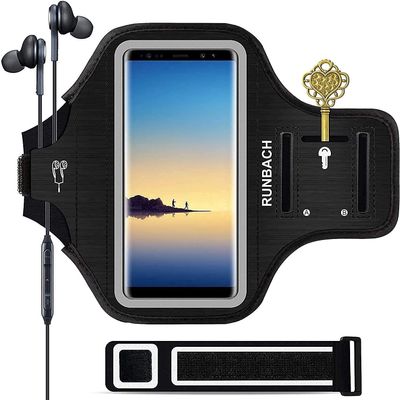 RUNBACH Armband for Galaxy Note 20/10+/9/8,Sweatproof Running Exercise Bag with Fingerprint Touch/Key Holder and Card Slot for Galaxy Note 20/10+/9/8(Black)