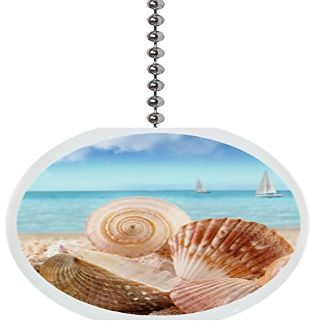 Seashells and Sailboats Solid Ceramic Fan Pull
