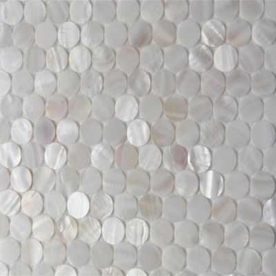 AFSJ Genuine White Round Penny Mother of Pearl Mosaic Tile for Bathroom Kitchen Shower Wall Backsplash Tile(Pack of 6 Sheets)