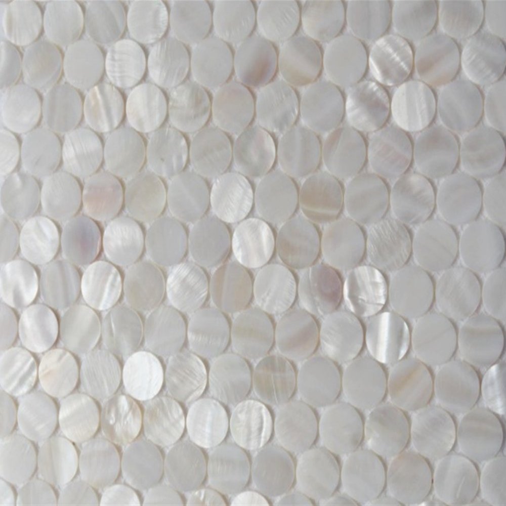 AFSJ Genuine White Round Penny Mother of Pearl Mosaic Tile for Bathroom Kitchen Shower Wall Backsplash Tile(Pack of 6 Sheets)