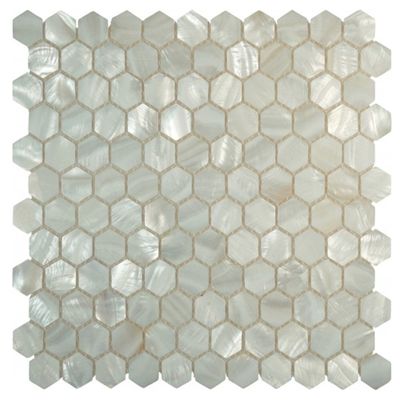 AFSJ Genuine White Hexagon Mother of Pearl Mosaic Tile for Bathroom Kitchen Wall Shower Backsplash(Pack of 6 Sheets)