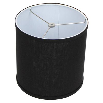 FenchelShades.com 10" Top Diameter x 10" Bottom Diameter 10" Height Fabric Drum Lampshade Spider Attachment (Designer Linen Black)