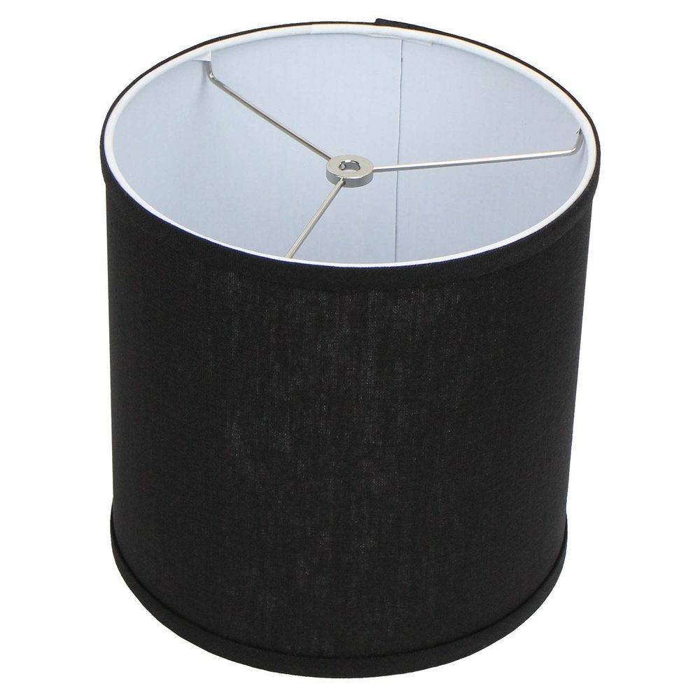 FenchelShades.com 10" Top Diameter x 10" Bottom Diameter 10" Height Fabric Drum Lampshade Spider Attachment (Designer Linen Black)