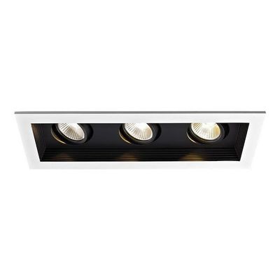 WAC Lighting MT-3LD311R-F935-BK Mini Multiple LED Three Remodel Housing with Trim and Light Engine 3500K Flood Black, 25n++ Beam Angle
