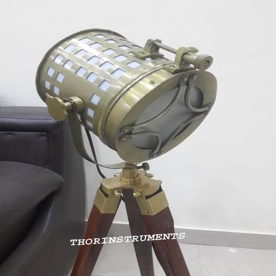 THOR INSTRUMENTS Classical Nautical Wooden Spot Light Stand Searchlight Table Lamp Home Decor Rustic Vintage Home Decor Gifts