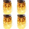 Solar Mason Jar Lights, 4 Pack 30 LEDs Waterproof Fairy Firefly String Lights Build-in Glass Mason Jar, Best Patio Garden Decor Solar Hanging Lanterns Outdoor Warm White (4 Pack-Mason Jars Included) view 1
