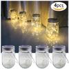 Solar Mason Jar Lights, 4 Pack 30 LEDs Waterproof Fairy Firefly String Lights Build-in Glass Mason Jar, Best Patio Garden Decor Solar Hanging Lanterns Outdoor Warm White (4 Pack-Mason Jars Included) view 2
