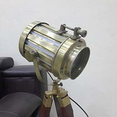 THOR INSTRUMENTS Nautical Antique Floor Lamp with Wooden Tripod Stand Spotlight Home Decor Rustic Vintage Home Decor Gifts