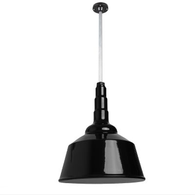 Industrial Pendant Light 20 Inch Extra Large Steel Warehouse Dome | Black