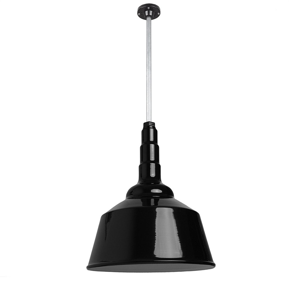 Industrial Pendant Light 20 Inch Extra Large Steel Warehouse Dome | Black