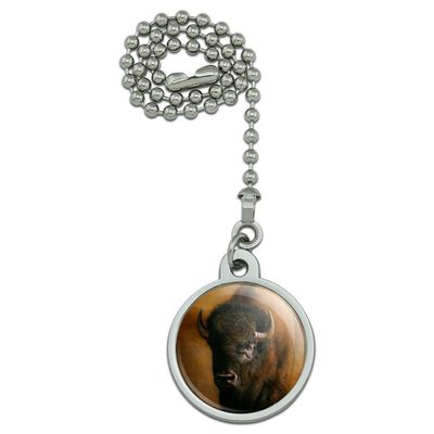 Bison Buffalo on The Praire Field Ceiling Fan and Light Pull Chain