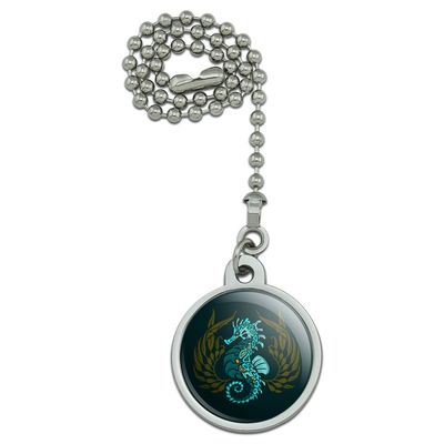 GRAPHICS & MORE Blue Seahorse with Kelp Ceiling Fan and Light Pull Chain