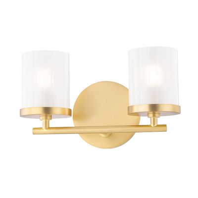 Mitzi H239302-AGB Ryan - 2 Light Bath and Vanity 6.25 inches Tall and 10.5 inches Wide - Aged Brass
