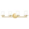 MITZI HUDSON VALLEY LIGHTING H239304-AGB Ryan Bathroom, 4-Light, 35W, Aged Brass Finish, Clear Frosted Glass (24.75''W x 6.25''H) view 1